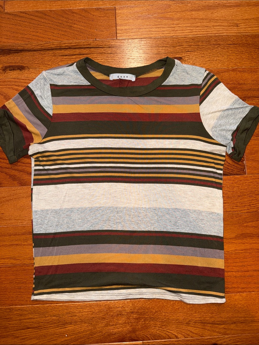 gaze Multi color Striped Short Sleeve Tee S